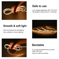 Tira de Luz LED COB Flexible de 8mm de Ancho, 480 LED, 4000K Natural, DC12V/24V, USB, IP20, Control Remoto, para Cocina, Sala de Estar, Retroiluminación de TV