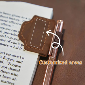 Marcador magnético de cuero con logotipo personalizado, clip para bolígrafo, lector de lectura, grabado láser disponible. Clip para regalo/billetera. - Product Image 4