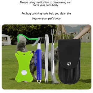 حامل القراد البلاستيك هوك الملقط الفولاذ المقاوم للصدأ الحيوانات الأليفة أداة التحكم البرغوث أداة الماسك علة ربط البرغوث الجمع بين الحافظة - Product Image 6
