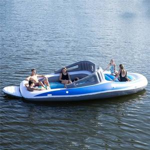 Île flottante gonflable Xianli FY-01 pour 6 personnes, en PVC, en forme de <span class=keywords><strong>bateau</strong></span> <span class=keywords><strong>pirate</strong></span>, bleu + blanc, 400x210x120cm, utilisation en extérieur, 100-500kg, directement de l'usine - Product Image 6