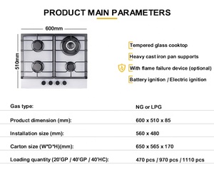 Built-In Gas Cooktop Chinese Factory with Complete Certifications (CE, ETL, SAI, UKCA) Optinaol Burner - Product Image 3