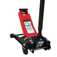 Cric de service hydraulique rapide DJ 3 tonnes noir/rouge en acier allié, hauteur max. 490 mm, garantie 3 ans pour voiture/camion/camping-car
