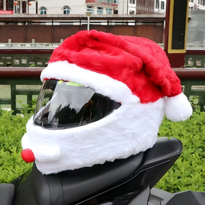 Housse de <span class=keywords><strong>casque</strong></span> de <span class=keywords><strong>moto</strong></span> en peluche motif Père Noël, chaude et anti-rayures, pour <span class=keywords><strong>casque</strong></span> intégral, idéale comme cadeau de Noël pour le plaisir des sorties hivernales - Product Image 4