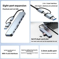 8-in-1 Typ-C Dual-Plug Dockingstation USB-A 3.0 OTG Kartenleser 3,5mm Audio Laptop USB-C Hub Multifunktionale Erweiterungsstation