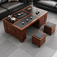 Table basse luxueuse pour salon en dalle de roche Service à thé intégré pour bureau Service à thé avec bouilloire
