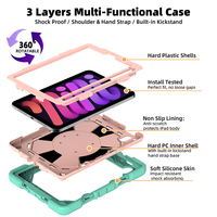 Étui en silicone anti-chute pour tablette iPad Mini 6/Mini 7 8,3 pouces avec bandoulière, dragonne rotative, béquille et emplacement pour stylet