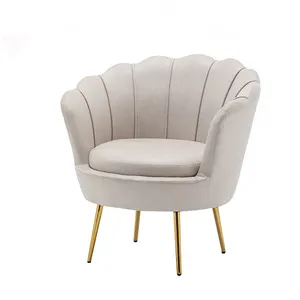 factory wholesale cream velvet modern bedroom living room gold legs single design flower chairs makeup chair for girl