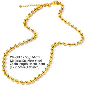 Collier à perles délicat en acier inoxydable 316L plaqué or PVD 14k 18k pour femme, bijoux fins, collier à chaîne à billes pour femme - Product Image 6