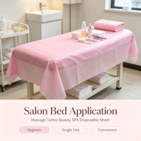 Drap de lit jetable non tissé laminé rose pour salon de beauté SPA