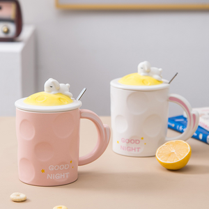 Taza de Cerámica Simple con Forma de Conejo, con Tapa y Cuchara, Linda y Creativa, para Parejas, para Café, Oficina y Fiestas, Capacidad de 390 ml - Product Image 3