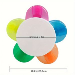 Cadeaux promotionnels en plastique avec logo personnalisé, marqueurs surligneurs aquarelle, forme de fleur, multicolores, lot de 5 pièces - Product Image 3