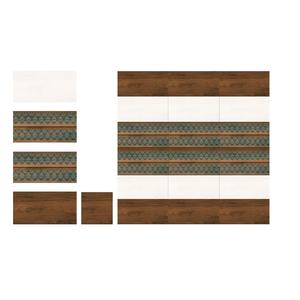 Carreaux muraux émaillés de couleur marron avec motif floral blanc 30x60cm - Product Image 3
