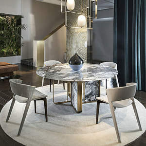 Italia Design moderno <span class=keywords><strong>Nova</strong></span> intorno tavolo in marmo superficie tavolo da pranzo set 4 6 8 posti per la casa Hotel giardino esterno - Product Image 6