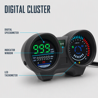 Panel Instrumen Digital Motor Universal Plastik Baru dengan Layar LED CD, Speedometer, Odometer, Pengukur Bahan Bakar, dan Tachometer