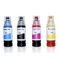 Tinta de Recarga 103 para Botella de Tinta Compatible con Epson EcoTank L1110 L3110 L3150 L3160 L5190, Antiobstrucción, Antiderrames, 4 Colores BK C M Y