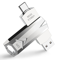 OTG USB Tipe C untuk perangkat seluler, penyimpanan eksternal USB 128, Flash Drive logam 256GB 3.0 GB untuk perangkat seluler