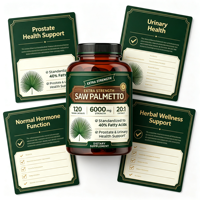 Capsules végétaliennes à marque privée OEM, extrait de palmier nain 20:1 extra fort 6000mg pour la santé de la prostate et urinaire