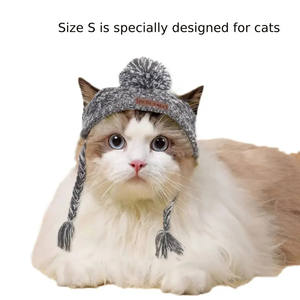 럭셔리 스포츠 개인 코튼 솔리드 크로 셰 뜨개질 개 및 고양이 겨울 모자-크리스마스 선물 - Product Image 3