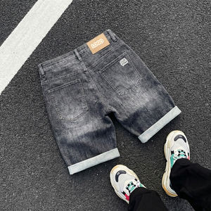 شورت صيفي جديد للرجال من الدنيم، بنطلون قصير مخصص مرن بلون أزرق داكن، تصميم عصري، جينز رجالي ضيق مستقيم - Product Image 2