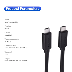 100W 10Gbps Fast <b>Charging</b> PD 5A USB C Cable Braid Shielding with PVC Jacket for Computer and Mobile Phone Type C to USB Cable - Product Image 2