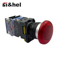 Anillo de interruptor de botón pulsador de plástico con reinicio automático LA38 iluminado normalmente abierto/normalmente cerrado Encendido/parada de cabeza de seta