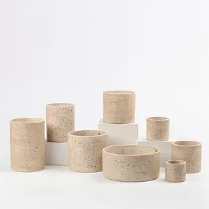 Commercio all'ingrosso della fabbrica nuovo design personalizzato cemento rotondo vaso di fiori fioriera piccolo vaso di fiori succulente vaso bonsai rotondo