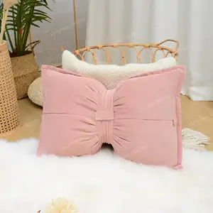Customized Bow Pink Luxury Pillow Covers Elegant Cushion Covers With Zipper Decorative Throw Pillow Covers