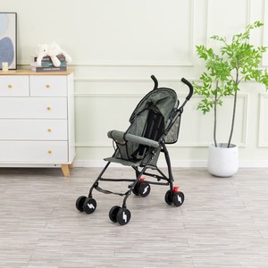 Poussette bébé moderne en tissu lin avec roues pliables, capote amovible, <span class=keywords><strong>sac</strong></span> de rangement arrière, ceinture de sécurité 2 points et <span class=keywords><strong>parapluie</strong></span> - Product Image 2