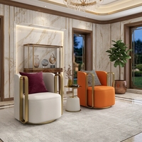 Fauteuil de relaxation élégant en velours, pivotant, avec dossier haut et accoudoirs, pour salon