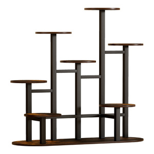 Support de plantes en métal pour intérieur, en fer et bois, à plusieurs niveaux, style industriel, étagère de présentation pour pots de fleurs - Product Image 5
