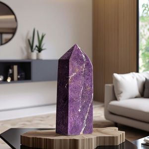Venta al por mayor de Fanshi: Varita cuadrada de cristal curativo natural Purporita, torre de Stichtita morada profunda para decoración - Product Image 6