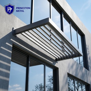 <span class=keywords><strong>Auvent</strong></span> horizontal <span class=keywords><strong>en</strong></span> aluminium thermolaqué Princeton avec persiennes, écran d'ombrage extérieur <span class=keywords><strong>pour</strong></span> véranda, <span class=keywords><strong>garage</strong></span>, ombrage extérieur - Product Image 5