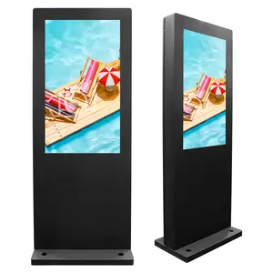 Boden stehendes Einkaufs zentrum 55 65-Zoll-Touchscreen und Totem-Werbe kiosk ultra dünnes LCD-Display im Freien
