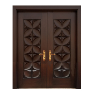 Puerta de Entrada de Madera Sólida Golden Aero GA-52S con Diseño Curvo y Tallado Circular Estilo Artesanal para Uso Exterior - Product Image 3