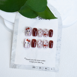 Venta al por mayor personalizado hecho a mano prensa en las <span class=keywords><strong>uñas</strong></span> punta artificial <span class=keywords><strong>uñas</strong></span> <span class=keywords><strong>postizas</strong></span> arte estilo chino gatito gato ojo de gato - Product Image 3