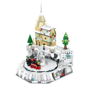 <b>Christmas</b> Castle <b>Music</b> Box Train Track Building Block Toy Set Children's <b>Christmas</b> Gift with Santa Figure Block Set - Product Image 1