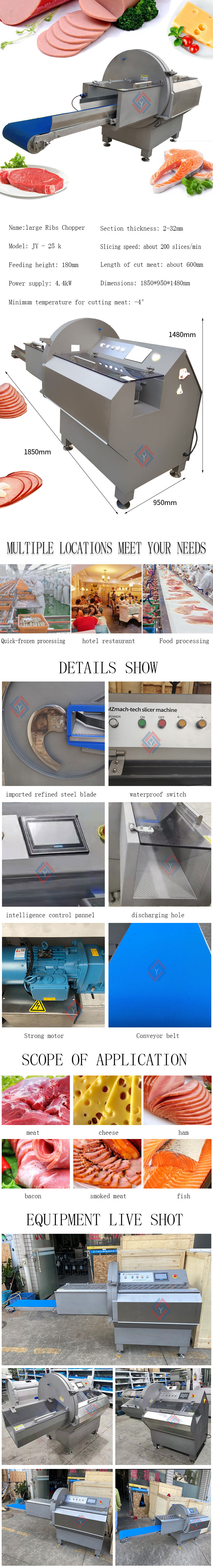 JY-25K High Efficiency Bacon Meat Slicing Chopping Machine
