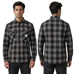 Camisa de Franela Casual para Hombre, Personalizada al por Mayor, Camisa a Cuadros de Algodón Suave |   Camisa de Franela a Cuadros con Botones para Senderismo al Aire Libre - Product Image 1