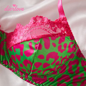 Ensemble de lingerie personnalisé Dierlove pour femmes grandes tailles, 2 pièces, <span class=keywords><strong>string</strong></span>, nœud, soutien-gorge push-up, sous-vêtements sexy, col en V - Product Image 3