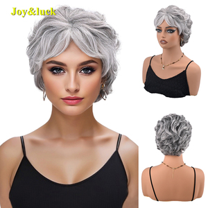 Fabricante al por mayor tendencia de la moda de las mujeres Peluca de la parte superior completa de fibra sintética de las mujeres de <span class=keywords><strong>pelo</strong></span> <span class=keywords><strong>corto</strong></span> de <span class=keywords><strong>plata</strong></span> <span class=keywords><strong>gris</strong></span> <span class=keywords><strong>pelo</strong></span> <span class=keywords><strong>corto</strong></span> - Product Image 2