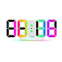Horloge murale LED, réveils numériques, affichage de 3 niveaux de luminosité, montres, veilleuse, fonction snooze, maison, bureau, horloge murale 3D