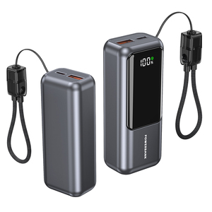 พาวเวอร์<span class=keywords><strong>แบงค์</strong></span>แบบพกพาขนาด 10000mAh PD 22.5W ดีไซน์โลหะเคลือบสี พร้อมหน้าจอดิจิตอลและสายชาร์จในตัว ขายส่งตามเทรนด์ - Product Image 2