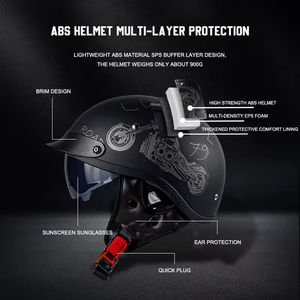 Accessoires de <span class=keywords><strong>moto</strong></span> vintage, <span class=keywords><strong>casque</strong></span> ABS rétro demi-face <span class=keywords><strong>pour</strong></span> <span class=keywords><strong>Harley</strong></span> <span class=keywords><strong>Davidson</strong></span> CFmoto Honda Vespa Piaggio Agusta - Product Image 5