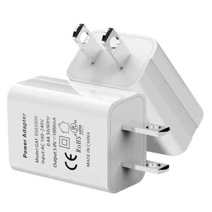 Carregador de parede usb 5w, porta única com tomada ue 5v 1a para ipad, samsung, branco e preto