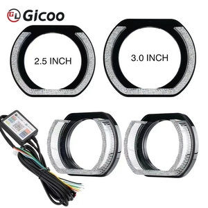 Penjualan terlaris proyektor mobil RGB kristal 2.5 3.0 inci kafan dengan sinyal belok DRL bentuk bulat LED otomatis mata malaikat cincin <span class=keywords><strong>Halo</strong></span> - Product Image 6