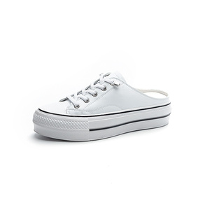 Women's Heel-less <b>Half</b> <b>Slip</b> On Shoes 2026 Summer Stretch Strap <b>Slip</b> On Genuine Leather Thick Soled Pointed Toe <b>Half</b> <b>Slip</b> Ons - Product Image 1