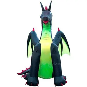 Cao Halloween Inflatable lửa cánh rồng bên blowup sân trang trí lớn ngoài trời diễu hành rồng nhảy Inflatable