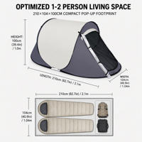 Tente instantanée pliable de 1,4 kg pour 1-2 personnes, ultralégère, résistante au vent, avec revêtement argenté en Oxford, portable, pare-soleil, pour le voyage