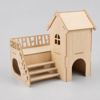 Maisonnette pour petits animaux YAOYUE en bois naturel avec plateforme, escalier et cachette pour hamsters, souris et gerbilles, tailles S-XL