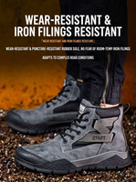 Chaussures de sécurité montantes pour hommes, anti-choc, avec embout en acier et anti-perforation, en cuir microfibre, pour le travail et la construction